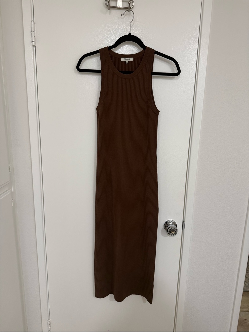 Madewell Sleeveless Ribbed Maxi Dress in Brown